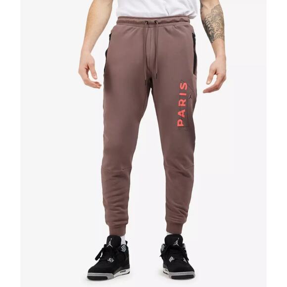 Jordan Paris Saint-Germain Fleece Pants Nike Sweatpants DM3094-291 Maroon Active - Picture 1 of 8